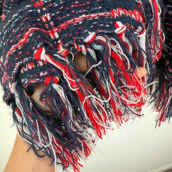 Molly Bracken Poncho NWT Womens Knitted Navy Blue Red Size XS/S - Picture 7 of 8